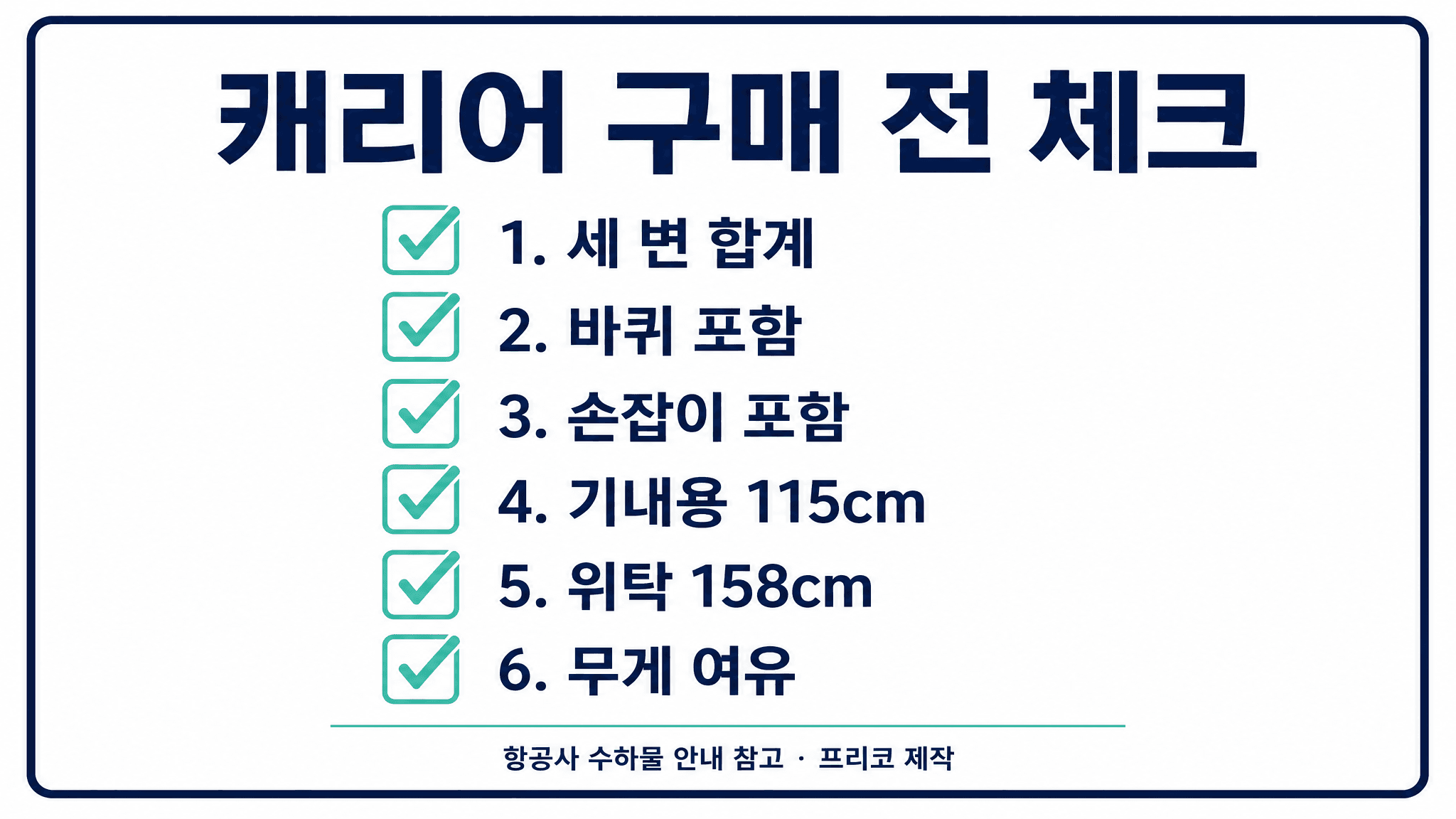 캐리어 구매 전 세 변 합계 바퀴 손잡이 기내용 115cm 위탁 158cm 무게 여유를 확인하는 체크리스트 이미지