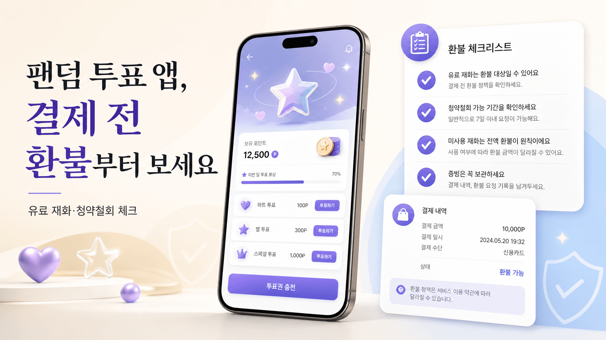 2026 팬덤 투표 앱 환불 체크리스트: 유료 재화 결제 전 청약철회·약관 확인법