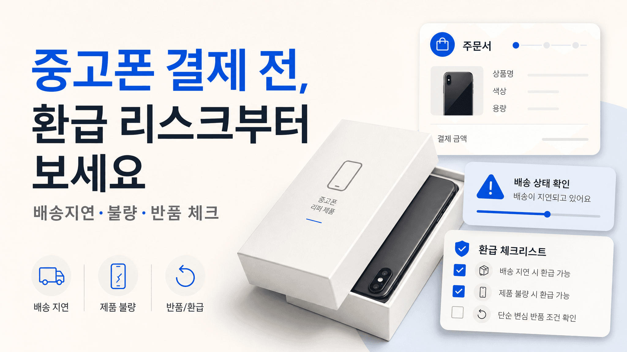 2026 중고폰 온라인 구매 체크리스트: 배송지연·불량·환급 지연 피하는 법