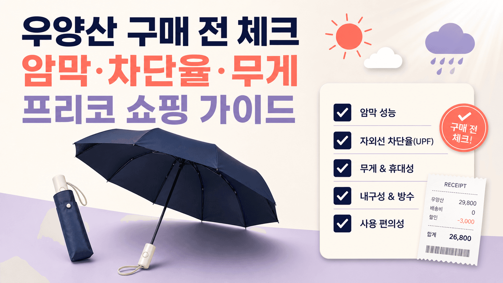 우양산 살 때 UV 99%보다 먼저 볼 것: 암막·무게·표시사항 확인법