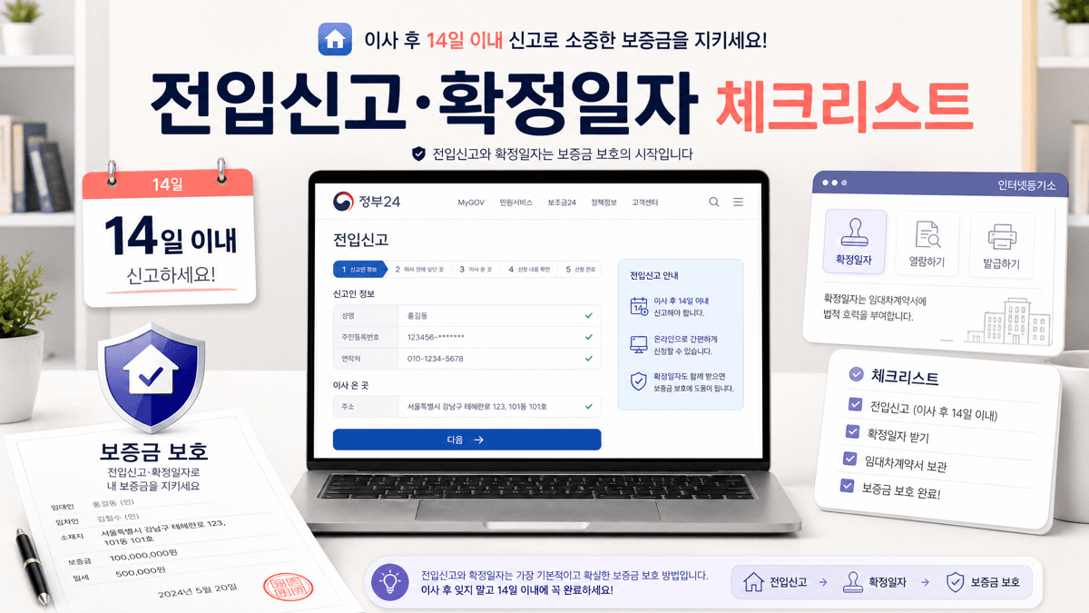 전입신고·확정일자 온라인 체크리스트: 이사 후 보증금 지키는 순서