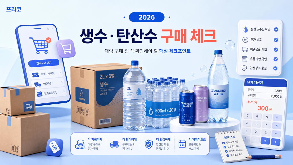 2026 생수·탄산수 대용량 구매 체크리스트: 단위가격·배송비·보관까지 보는 법